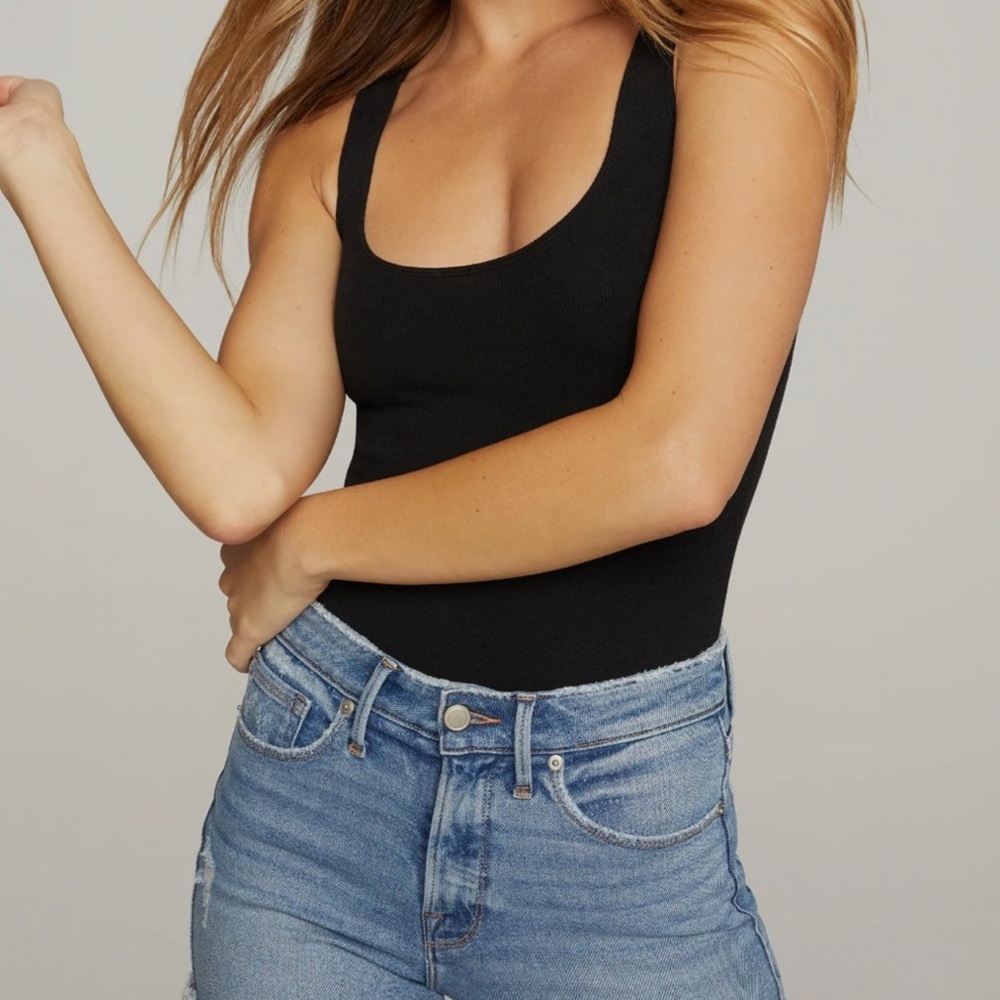 Good American Micro Ribbed Cotton Bodysuit